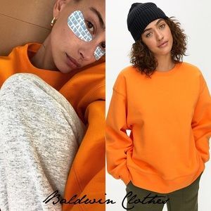 ARITZIA - TNA Orange Cozy Fleece Boyfriend Crewneck